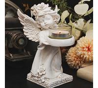 Decorative Tealight Holder, Angel Candle Holder Angel Figurine Retro Statue, Resin Angel Figurine Candle Holder, Angel Ornament, Decoration Figurine Baby Angel,for Church Baptism Decoration (Right)