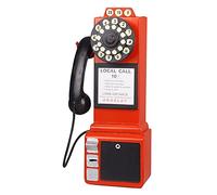 Decorative Telephones Model Telephone Wall Decor Antique Rotary Dial Phone Ornament Coin Payphone Props,Red