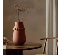 Decorative Terracotta Vase with Beaded Design, Large Modern Ceramic Flower Pot, Rustic Terracotta