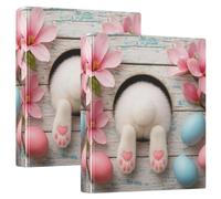 Decorative Three Ring Binder 1.5 Inch 3 Ring Binders Holds 200 Sheets Versatile Binders for School Supplies Cute Rabbit Rustic, 2 Pack