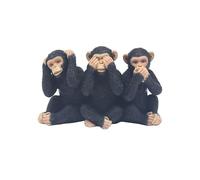 Decorative Three Wise Monkeys Figurine Set, Black and Beige, See No Evil Speak No Evil Hear No Evil Sculptures for Home Living Room Decor