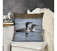 Decorative Throw Pillow Cover 20x20 Loon Birds Outdoor Pillow Covers Plush Cushion Cover for Sofa Bed Couch Living Room Boho Farmhouse Pillows Protector with Hidden Zipper