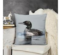 Decorative Throw Pillow Cover 22x22 Loon Nature Bird Outdoor Pillow Covers Plush Cushion Cover for Sofa Bed Couch Living Room Boho Farmhouse Pillows Protector with Hidden Zipper