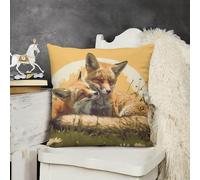 Decorative Throw Pillow Cover 24x24 Two Fox Animal Outdoor Pillow Covers Plush Cushion Cover for Sofa Bed Couch Living Room Boho Farmhouse Pillows Protector with Hidden Zipper
