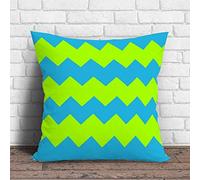 Decorative Throw Pillow Cover Lime Green, Aqua Zig Zag Modern Pillow Case Cushion Covers for Living Room Bed Decor, 22 X 22 Inches