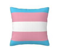 Decorative Throw Pillow Cover,Trans Pride Flag Square Cushion Cover for Couch Bed Living Room Sofa Pillowcases 18x18 Inch