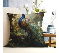 Decorative Throw Pillow Covers 12"x12" Modern Pillowcase Peacock on the Tree Pillow Covers Farmhouse Cushion Case for Chair Sofa Decorative Pillows Cover for Living Room Bedroom Office Home Decor