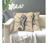 Decorative Throw Pillow Covers 12"x12" Set of 2 Farmhouse Cases for Couch Square Pillowcase Soft Cushion Old Nautical Chart Style for Sofa Living Room Home Decor
