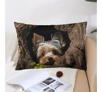 Decorative Throw Pillow Covers 12 "x20 " Rectangle Throw A Little Yorkshire Terrier Pillowcase, Outdoor Pillow Protectors Boho Farmhouse Garden Pillows Cases for Home Patio Porch Couch Sofa Bed Living