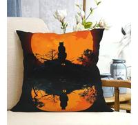 Decorative Throw Pillow Covers 16"x16" Modern Pillowcase A cat in the dark Pillow Covers Farmhouse Cushion Case for Chair Sofa Decorative Pillows Cover for Living Room Bedroom Office Home Decor