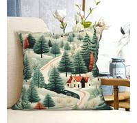 Decorative Throw Pillow Covers 16"x16" Modern Pillowcase House in the Forest Pillow Covers Farmhouse Cushion Case for Chair Sofa Decorative Pillows Cover for Living Room Bedroom Office Home Decor
