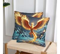 Decorative Throw Pillow Covers 18"x18" Modern Pillowcase Fire and water phoenix Pillow Covers Farmhouse Cushion Case for Chair Sofa Decorative Pillows Cover for Living Room Bedroom Office Home Decor