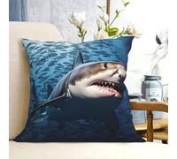Decorative Throw Pillow Covers 20"x20" Modern Pillowcase A shark swims in the sea Pillow Covers Farmhouse Cushion Case for Chair Sofa Decorative Pillows Cover for Living Room Bedroom Office Home Decor