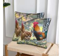Decorative Throw Pillow Covers 20"x20" Modern Pillowcase Beautiful Rooster Hen Pillow Covers Farmhouse Cushion Case for Chair Sofa Decorative Pillows Cover for Living Room Bedroom Office Home Decor