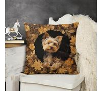 Decorative Throw Pillow Covers 20 "x20 " Pillow Protectors with Hidden Zipper Boho Farmhouse Lumbar Yorkshire Terrier in The Cave Pillowcase Cozy Soft Plush Cushion Case for Couch Sofa Living Room Hom