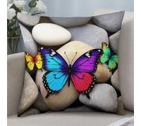 Decorative Throw Pillow Covers 32"x32" Modern Pillowcase Colorful Butterfly Stone Pillow Covers Farmhouse Cushion Case for Chair Sofa Decorative Pillows Cover for Living Room Bedroom Office Home Decor