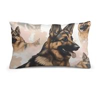 Decorative Throw Pillow Covers 8x12 Short Plush German Shepherd Dog Lovers Body Pillowcase Cushion Cases with Invisible Zipper Rectangle Lumbar Pillow Shells for Sofa Couch Chair Bed Home Decor