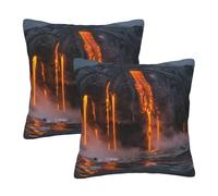 Decorative Throw Pillow Covers Set Of 2 Kilauea Volcano Printed Square With Zippered Pillowcases For Home Sofa Bed Car Cushion Cover