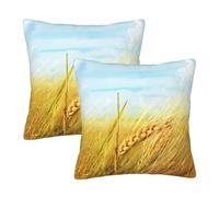 Decorative Throw Pillow Covers Set Of 2 Paddy Rice Field Printed Square With Zippered Pillowcases For Home Sofa Bed Car Cushion Cover
