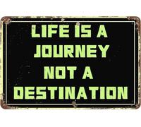 Decorative Tin Sign Art Plaque Life Is A Journey, Not A Destination Wall Art For Home Office Bedroom Living Room Woman Shed Cafe Wall Decor Women Girls Gift5.5X8 Inch