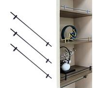 Decorative Tipping Shelf Rails 3 Pieces, Office Bookshelf Rail Fence Aluminum Pole, Modern Metal Guardrail Bar for Display Shelves Racks(Matte Black,22in(56cm))