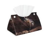 Decorative Tissue Box Cover A Chipmunk Tissue Box Holder Aesthetic Leather Storage Organizer Box for Bathroom Vanity Tabletop Night Stands Office Funny Home Decorative Tissue Case