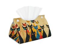 Decorative Tissue Box Cover A Group of Cats Tissue Box Holder Aesthetic Leather Storage Organizer Box for Bathroom Vanity Tabletop Night Stands Office Funny Home Decorative Tissue Case