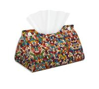 Decorative Tissue Box Cover Assorted Jelly Beans Tissue Box Holder Aesthetic Leather Storage Organizer Box for Bathroom Vanity Tabletop Night Stands Office Funny Home Decorative Tissue Case