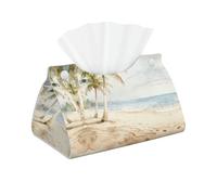 Decorative Tissue Box Cover Beach and Coconut Trees_New Tissue Box Holder Aesthetic Leather Storage Organizer Box for Bathroom Vanity Tabletop Night Stands Office Funny Home Decorative Tissue Case