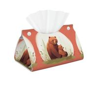 Decorative Tissue Box Cover Bear Hug Tissue Box Holder Aesthetic Leather Storage Organizer Box for Bathroom Vanity Tabletop Night Stands Office Funny Home Decorative Tissue Case