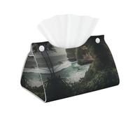 Decorative Tissue Box Cover Beautiful Scenery Tissue Box Holder Aesthetic Leather Storage Organizer Box for Bathroom Vanity Tabletop Night Stands Office Funny Home Decorative Tissue Case