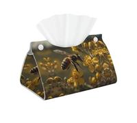 Decorative Tissue Box Cover Bees in The Wild Tissue Box Holder Aesthetic Leather Storage Organizer Box for Bathroom Vanity Tabletop Night Stands Office Funny Home Decorative Tissue Case