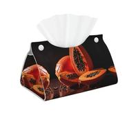 Decorative Tissue Box Cover Big Papaya Tissue Box Holder Aesthetic Leather Storage Organizer Box for Bathroom Vanity Tabletop Night Stands Office Funny Home Decorative Tissue Case