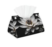Decorative Tissue Box Cover Black and White Water Lily Tissue Box Holder Aesthetic Leather Storage Organizer Box for Bathroom Vanity Tabletop Night Stands Office Funny Home Decorative Tissue Case