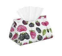 Decorative Tissue Box Cover BlackBerry Fruit Pattern Tissue Box Holder Aesthetic Leather Storage Organizer Box for Bathroom Vanity Tabletop Night Stands Office Funny Home Decorative Tissue Case