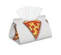 Decorative Tissue Box Cover Cartoon Pizza Tissue Box Holder Aesthetic Leather Storage Organizer Box for Bathroom Vanity Tabletop Night Stands Office Funny Home Decorative Tissue Case