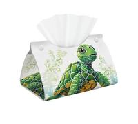 Decorative Tissue Box Cover Cartoon Turtle Pattern Tissue Box Holder Aesthetic Leather Storage Organizer Box for Bathroom Vanity Tabletop Night Stands Office Funny Home Decorative Tissue Case