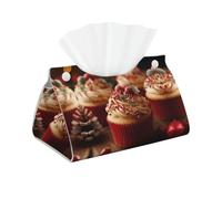 Decorative Tissue Box Cover Christmas Cupcakes Tissue Box Holder Aesthetic Leather Storage Organizer Box for Bathroom Vanity Tabletop Night Stands Office Funny Home Decorative Tissue Case