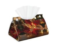 Decorative Tissue Box Cover Christmas Glitter Flowers Tissue Box Holder Aesthetic Leather Storage Organizer Box for Bathroom Vanity Tabletop Night Stands Office Funny Home Decorative Tissue Case