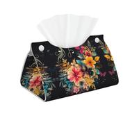 Decorative Tissue Box Cover Colorful Flowers Tissue Box Holder Aesthetic Leather Storage Organizer Box for Bathroom Vanity Tabletop Night Stands Office Funny Home Decorative Tissue Case