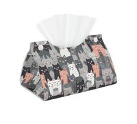 Decorative Tissue Box Cover Cute Funny Grey Cats Pattern Tissue Box Holder Aesthetic Leather Storage Organizer Box for Bathroom Vanity Tabletop Night Stands Office Funny Home Decorative Tissue Case