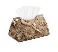 Decorative Tissue Box Cover Daisies on The Wall Tissue Box Holder Aesthetic Leather Storage Organizer Box for Bathroom Vanity Tabletop Night Stands Office Funny Home Decorative Tissue Case