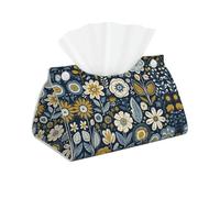Decorative Tissue Box Cover Different Flowers Tissue Box Holder Aesthetic Leather Storage Organizer Box for Bathroom Vanity Tabletop Night Stands Office Funny Home Decorative Tissue Case
