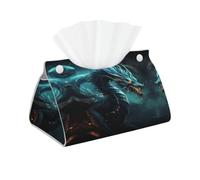 Decorative Tissue Box Cover Dragon Tissue Box Holder Aesthetic Leather Storage Organizer Box for Bathroom Vanity Tabletop Night Stands Office Funny Home Decorative Tissue Case