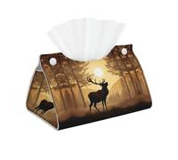 Decorative Tissue Box Cover Elk Artwork Tissue Box Holder Aesthetic Leather Storage Organizer Box for Bathroom Vanity Tabletop Night Stands Office Funny Home Decorative Tissue Case