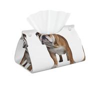 Decorative Tissue Box Cover English-Bulldog Tissue Box Holder Aesthetic Leather Storage Organizer Box for Bathroom Vanity Tabletop Night Stands Office Funny Home Decorative Tissue Case