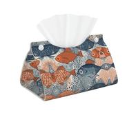 Decorative Tissue Box Cover Fish Doodle Pattern Tissue Box Holder Aesthetic Leather Storage Organizer Box for Bathroom Vanity Tabletop Night Stands Office Funny Home Decorative Tissue Case