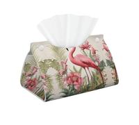 Decorative Tissue Box Cover Flamingo and Leaves Tissue Box Holder Aesthetic Leather Storage Organizer Box for Bathroom Vanity Tabletop Night Stands Office Funny Home Decorative Tissue Case