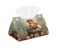 Decorative Tissue Box Cover Fox in The Woods Tissue Box Holder Aesthetic Leather Storage Organizer Box for Bathroom Vanity Tabletop Night Stands Office Funny Home Decorative Tissue Case