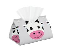 Decorative Tissue Box Cover Funny Cow Tissue Box Holder Aesthetic Leather Storage Organizer Box for Bathroom Vanity Tabletop Night Stands Office Funny Home Decorative Tissue Case